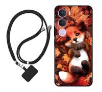 Sunrive Funda Compatible con Vivo Y31S 2026,Slim Fit Gel Mate Carcasa Case Bumper de Impactos Espalda Cover (Zorro de Hoja de Arce)+1 X Correa Universal