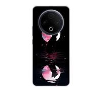 Sunrive Funda Compatible con Vivo Y500, Silicona Slim Fit Gel Transparente Carcasa Case Bumper de Impactos y Anti-Arañazos Espalda Patrones Cover(Planeta y Gato)