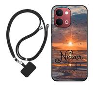 Sunrive Funda Compatible con Vivo Y51 Pro 5G,Slim Fit Gel Mate Carcasa Case Bumper de Impactos Espalda Cover (Mar,Sol,Gaviotas)+1 X Correa Universal