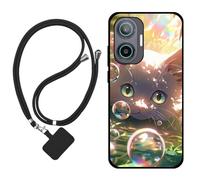 Sunrive Funda Compatible con Xiaomi Poco F7 5G,Slim Fit Gel Mate Carcasa Case Bumper de Impactos Espalda Cover (Burbujas Gatos)+1 X Correa Universal