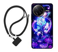 Sunrive Funda Compatible con Xiaomi Poco F7 Pro,Slim Fit Gel Mate Carcasa Case Bumper de Impactos Espalda Cover (Rosas,Mariposa,Flor)+1 X Correa Universal