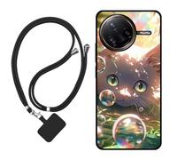 Sunrive Funda Compatible con Xiaomi Poco F7 Pro,Slim Fit Gel Mate Carcasa Case Bumper de Impactos Espalda Cover (Burbujas Gatos)+1 X Correa Universal