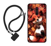 Sunrive Funda Compatible con Xiaomi Pocophone F1,Slim Fit Gel Mate Carcasa Case Bumper de Impactos y Anti-Arañazos Espalda Cover (Zorro de Hoja de Arce)+1 X Correa Universal