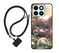 Sunrive Funda Compatible con ZTE Blade A55 5G,Slim Fit Gel Mate Carcasa Case Bumper de Impactos y Anti-Arañazos Espalda Cover (Burbujas Gatos)+1 X Correa Universal