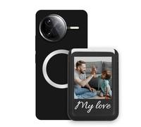 Sunrive Funda con Personalizable Cartera para MagSafe Tarjetero - Carcasa Compatible con Redmi K80 Pro/Xiaomi Poco F7 Ultra - Cartera magnética y Función de Soporte,Personalizable con Foto o Texto