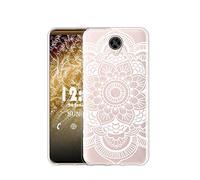 Sunrive Funda para Nokia 3.1 Plus, Silicona Slim Fit Gel Transparente Carcasa Case Bumper de Impactos y Anti-Arañazos Espalda Cover(TPU Flor Blanco 2)
