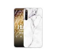 Sunrive Funda para Realme X3/X3 Super Zoom, Silicona Slim Fit Gel Transparente Carcasa Case Bumper de Impactos y Anti-Arañazos Espalda Cover(TPU Mármol Blanco)