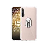 Sunrive Funda para Realme X3/X3 Super Zoom, Soporte Teléfono Coche Silicona Transparente Gel Carcasa Case Bumper Anti-Arañazos Espalda Cover Anillo Kickstand 360 Grados Giratorio(Plateado)
