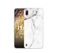 Sunrive Funda para Samsung Galaxy A10, Silicona Slim Fit Gel Transparente Carcasa Case Bumper de Impactos y Anti-Arañazos Espalda Cover(TPU Mármol Blanco)