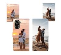 Sunrive Funda Personalizada Compatible con Redmi A5, Cuero Protectiva Carcasa Personalizable para tu móvil con Foto Imagen Frase o Texto + Cuerda para móvil Universal