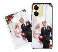 Sunrive Funda Personalizada Compatible con Vivo Y16, Carcasa Personalizable para tu móvil con Foto Imagen Frase o Texto-(Silicone Frontera+Cristal Templado Posterior)