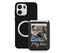Sunrive Personalizable Cartera para MagSafe Tarjetero con Funda Compatible con OnePlus Turbo 6V Carcasa - Tarjetero de Cuero y Función de Soporte para Ver Vídeos,Personalizable con Foto o Texto