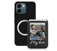 Sunrive Personalizable Cartera para MagSafe Tarjetero con Funda Compatible con OPPO A6 5G CPH2831/4G Carcasa - Tarjetero de Cuero y Función de Soporte para Ver Vídeos,Personalizable con Foto o Texto