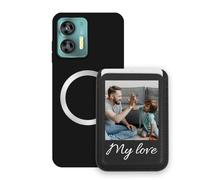 Sunrive Personalizable Cartera para MagSafe Tarjetero con Funda Compatible con Oukitel C36/C35 Carcasa - Tarjetero de Cuero y Función de Soporte para Ver Vídeos,Personalizable con Foto o Texto