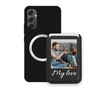 Sunrive Personalizable Cartera para MagSafe Tarjetero con Funda Compatible con Samsung Galaxy A34 5G Carcasa - Tarjetero de Cuero y Función de Soporte para Ver Vídeos,Personalizable con Foto o Texto