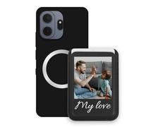 Sunrive Personalizable Cartera para MagSafe Tarjetero con Funda Compatible con TCL NXTpaper 70 Pro Carcasa - Tarjetero de Cuero y Función de Soporte para Ver Vídeos,Personalizable con Foto o Texto