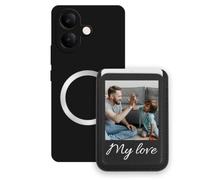 Sunrive Personalizable Cartera para MagSafe Tarjetero con Funda Compatible con Vivo V70 LiteCarcasa- Tarjetero de Cuero y Función de Soporte para Ver Vídeos,Personalizable con Foto o Texto