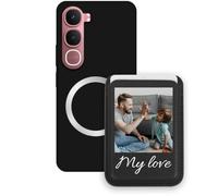 Sunrive Personalizable Cartera para MagSafe Tarjetero con Funda Compatible con Vivo Y31 5G Carcasa - Tarjetero de Cuero y Función de Soporte,Personalizable con Foto o Texto