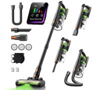 SunSare Aspiradora sin Cable 600W/50KPA/65Min (Eco), 1.8L Aspirador Sin Cable con Manguera de 1M, Aromaterapia, Luz LED Verde, Pantalla LED Inteligente, para Pelo de Mascotas, Alfombras, Pisos, Coche
