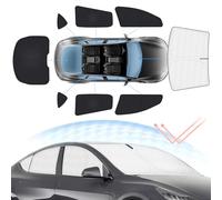 Sunsdrew 8 parasoles de Ventana para Tesla Model Y 2020-2025, Cubierta Completa para Parabrisas Lateral para Accesorios Modelo Y, privacidad y refrigeración para Camping, Viajes, Bloqueo de Calor y