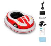 Sunseota Flotador Hinchable Motorizado para Piscina, Sillón Eléctrico para Adultos con Control de 4 Direcciones, Batería de 2600 mAh, 3 Cámaras de Aire y Portavasos Red-2batteries