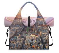 Sunset Aerial France Paris - Bolsa de deporte con compartimento para zapatos, bolsa de fin de semana para la noche, para gimnasio, yoga, viajes, color, L, Bolsa de viaje