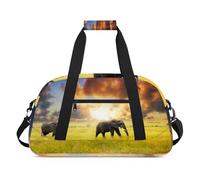 Sunset African Elephant - Bolsas de lona para niñas y niños, diseño de elefante durante la noche, bolsa de viaje de fin de semana, bolsa de viaje de 24 L, bolsa de deporte para gimnasio, color, 24 L,