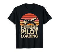 Sunset Airplane Futuro Piloto Cargando Aviación Camiseta