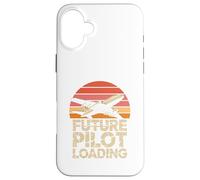 Sunset Airplane Futuro Piloto Cargando Aviación Carcasa para iPhone 16 Plus