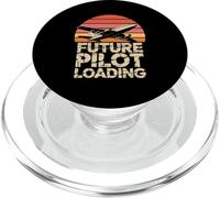 Sunset Airplane Futuro Piloto Cargando Aviación PopSockets PopGrip para MagSafe