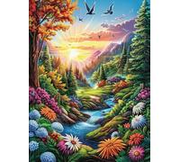 Sunset Arroyo del Valle Landscape Puzzles 500 Piezas Obra De Arte 3D Familiar Premium Mitos de Cuento de Hadas Rompecabezas para Adultos Aliviar Estrés Decoración Hogar Moderno DIY 500 PCS