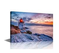 Sunset at Castle Hill - Lienzo decorativo para pared para decoración de sala de estar, paisaje de Newport Rhode Island para decoración del hogar, estirado y enmarcado, listo para colgar, 12 x 18 pulgadas