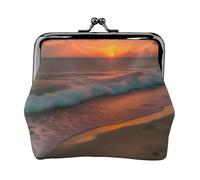 Sunset at The Beach - Cartera de piel sintética de microfibra estampada con cierre de beso para organizar el cambio de llaves del lápiz labial