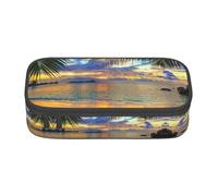 Sunset at The Beach - Estuche para lápices de gran capacidad, bolsa de almacenamiento con cremallera, para niños, niñas, estudiantes, escuela, Black, Talla única, Maleta