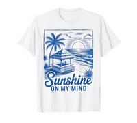 Sunset Beach Bar Palmera "Sunshine on My Mind" Retro Surf Camiseta