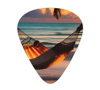 Sunset Beach Hammock - Juego de 12 púas para guitarra, incluye 3 grosores de púas para guitarras acústicas, ukeleles y más.