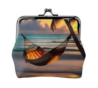 Sunset Beach Hammock - Monedero pequeño para mujer, con cierre de beso, tamaño de bolsillo, mini monedero para mujer