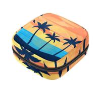 Sunset Beach - Kit de silueta de árbol de coco para niñas, bolsa menstrual de tampón, soporte para almohadilla de lactancia con cremallera, organizador de servilletas sanitarias