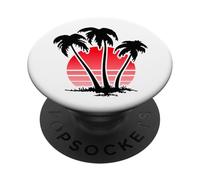 Sunset Beach Palm Trees for Summer Vacation or Holidays PopSockets PopGrip Adhesivo