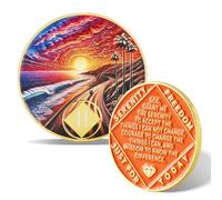 Sunset Beach Road - Moneda de sobriedad de 2 años - Ficha de recuperación inspiradora para NA/AA, chip AA y medallón NA para tiempo limpio, narcóticos, alcohólicos, regalos anónimos para hombres y