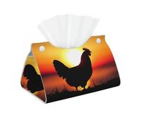 Sunset Chicken - Funda larga para caja de pañuelos de piel sintética, elegante dispensador de pañuelos para baño, sala de estar, oficina, dormitorio, uso en coche