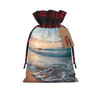 Sunset Clouds Coast Hawaii 1 bolsa de Navidad con cordón de 8.3 x 11.8 pulgadas, bolsa robusta para regalos y artículos esenciales de uso diario