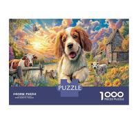 Sunset Dog 1000 Piezas Rompecabezas De Relajación Mental En Cartón Premium Cachorro Caballero césped Adecuado para Pausas Café Y como El Puzzle Más Vendido del Momento 70x50cm/1000pcs