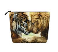 Sunset Dolphins (1) Bolsa de cosméticos estampada para mujer, bolsa de aseo de una sola capa, adecuada para almacenamiento diario, viajes y viajes de negocios., Tigre blanco y león (1), Talla única