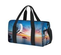 Sunset Dolphins - Bolsa deportiva de lona con delfines marinos para fin de semana, bolsa de viaje informal, para viajes, gimnasio, para niños, niñas, niños, mujeres y hombres
