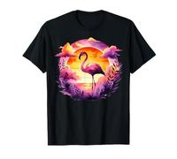 Sunset Flamingo Colores Vibrantes Relajación Vibes Camiseta