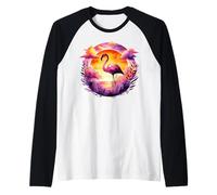 Sunset Flamingo Colores Vibrantes Relajación Vibes Camiseta Manga Raglan