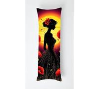 Sunset Girl Body Pillow Case Cover 40x145cm, Long Backrest Cushion Pillow Protector with Zipper, Decorative Bedding Pillowcase, Soft Body Pillow Cover for Couch Bedroom Dahlia