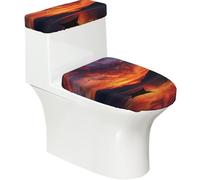 Sunset Glow - Juego de 2 fundas para tapa de inodoro y tapa de tanque de inodoro, diseño elástico de impresión completa, se adapta a la mayoría de inodoros