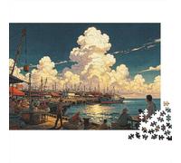 Sunset Harbor Puzzle 1000 Piezas Recyclable Paper Fishing Port Adultos Puzzles Party Game Accesorios Developing Boy & Girl‘s Intelligence Educational 70x50cm/1000pcs